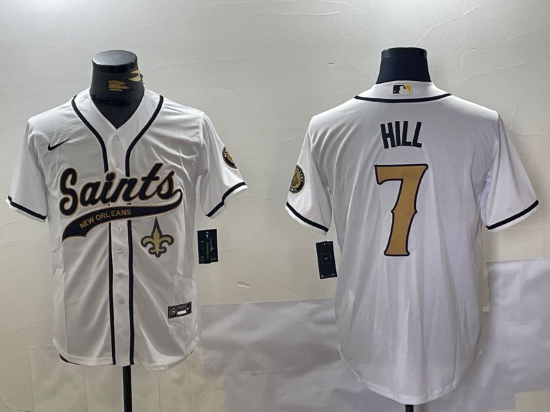 Men New Orleans Saints #7 Hill White Joint Name 2024 Nike Limited NFL Jersey style 3->indianapolis colts->NFL Jersey